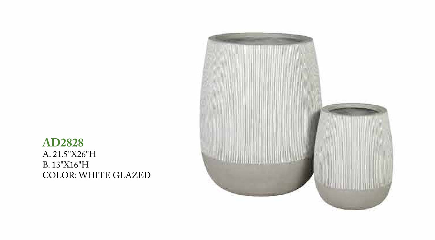 FICONSTONE COLLECTION - VASE AD2828 WHITE GLAZED